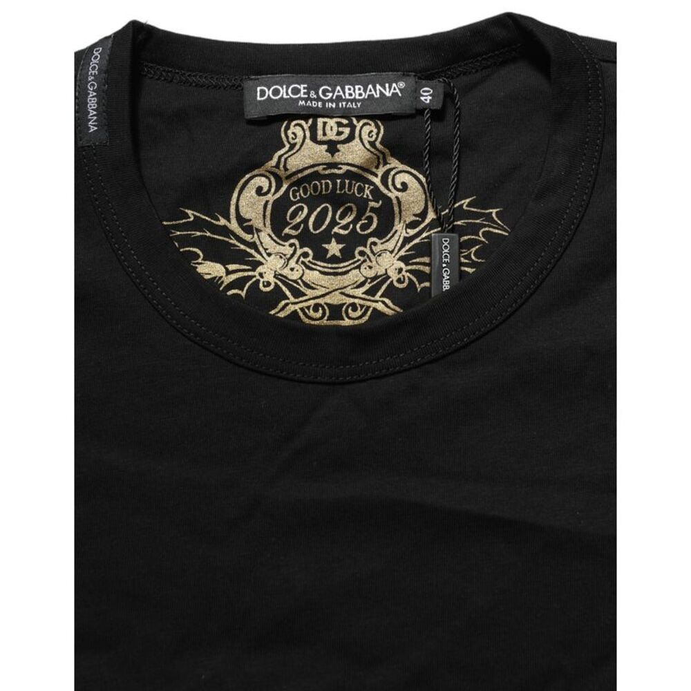 Dolce & Gabbana Black Cotton Crew Neck Short Sleeves Women's T-shirt - Picture 5 of 5